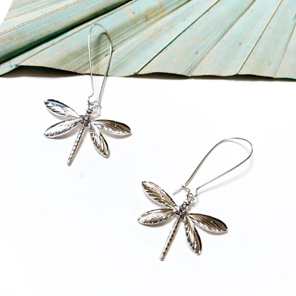 Bohemian dragonfly earrings in silver #580 - Picture 3 of 5
